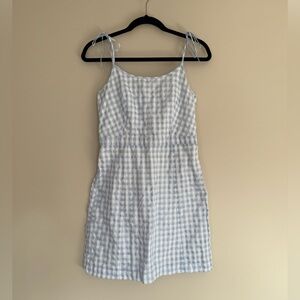 Madewell Gingham Tie Strap Light Blue and White Dress Size 0